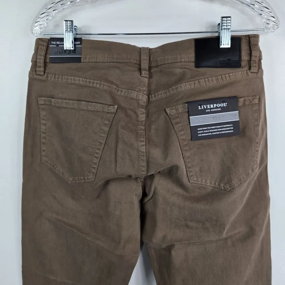 Liverpool Men's Size 30x34 Cub‎ Brown Relaxed Straight Jeans NWT